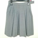 スクールスカート 夏物 w63-丈51 グレー 中学 高校 プリーツ 学生服 制服 女子 中古 HK6697
