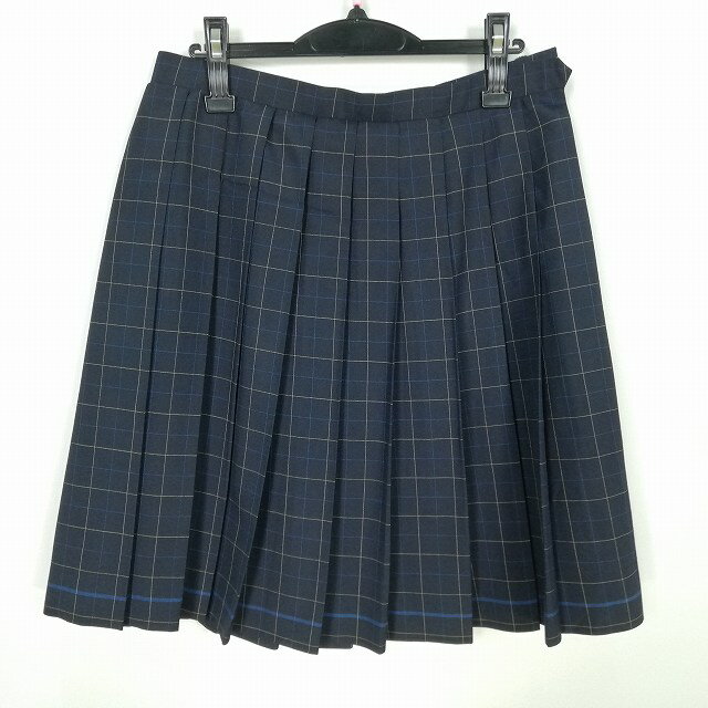 スクールスカート 大きいサイズ 夏物 w72-丈56 チェック 中学 高校 プリーツ 学生服 制服 女子 中古 HK7240