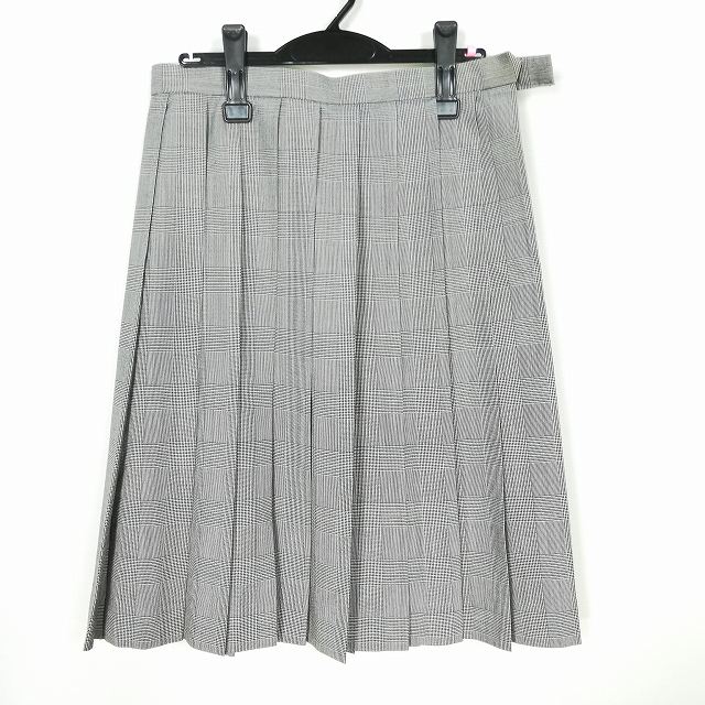 スクールスカート 大きいサイズ 夏物 w72-丈62 チェック 中学 高校 プリーツ 学生服 制服 女子 中古 HK7246