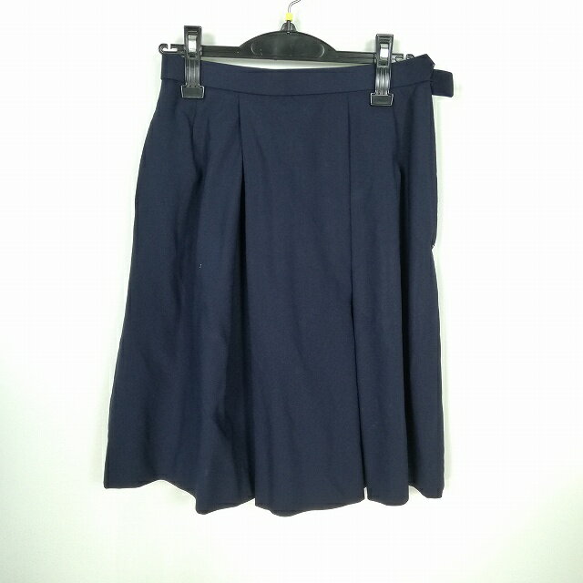 スクールスカート 夏物 w69-丈55 紺 兵庫琴丘高校 プリーツ 学生服 制服 女子 中古 HK8568