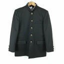 学生服 学ラン 170A 男子 上着 丸洗い可 ウール混 標準型学生服 ラウンドカラー カシドス 黒 中古 ランクC a3 JJ6422