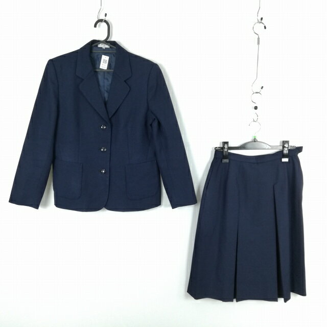 ブレザー スカート 上下2点セット 冬物 女子 学生服 中学 高校 紺 制服 中古 ランクC NA1431