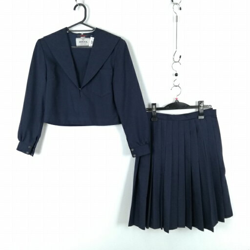 セーラー服 スカート 上下2点セット 150A 冬物 女子 学生服 中学 高校 紺 制服 中古 ランクC NA6254 セーラー服 スカート 上下2点セット 150A 冬物 女子 学生服 中学 高校 紺 制服 中古 ランクC NA6254