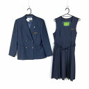 ブレザー ジャンパースカート 上下2点セット 指定 冬物 女子 学生服 佐賀城北中学 紺 制服 中古 ランクB NA8134
