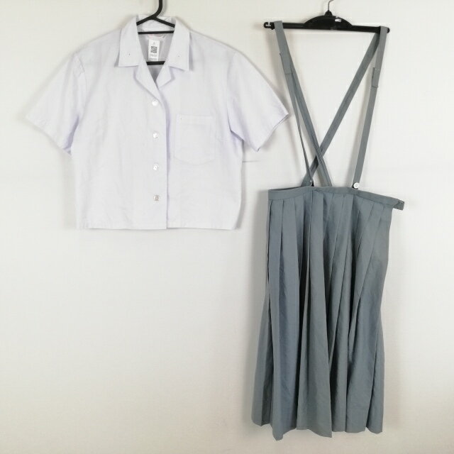 ブラウス スカート 上下2点セット 富士ヨット 夏物 女子 学生服 中学 高校 白 制服 中古 ランクC EY6157