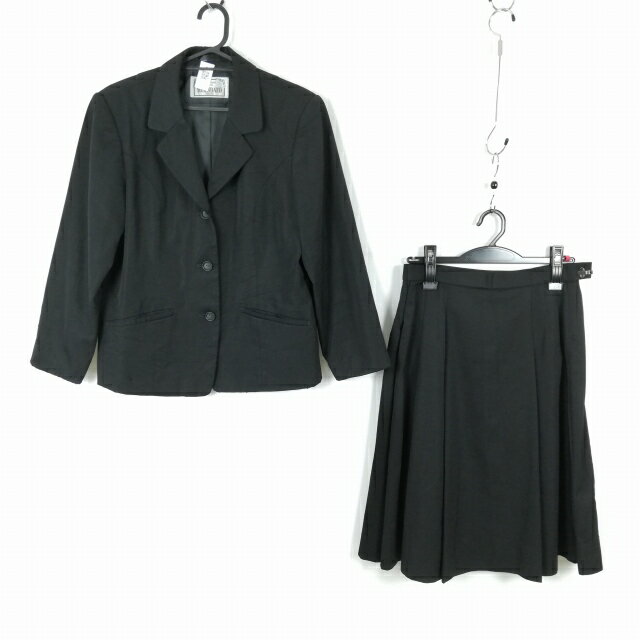 ブレザー スカート 上下2点セット 指定 大きいサイズ 冬物 女子 学生服 中学 高校 黒 制服 中古 ランクC EY6618