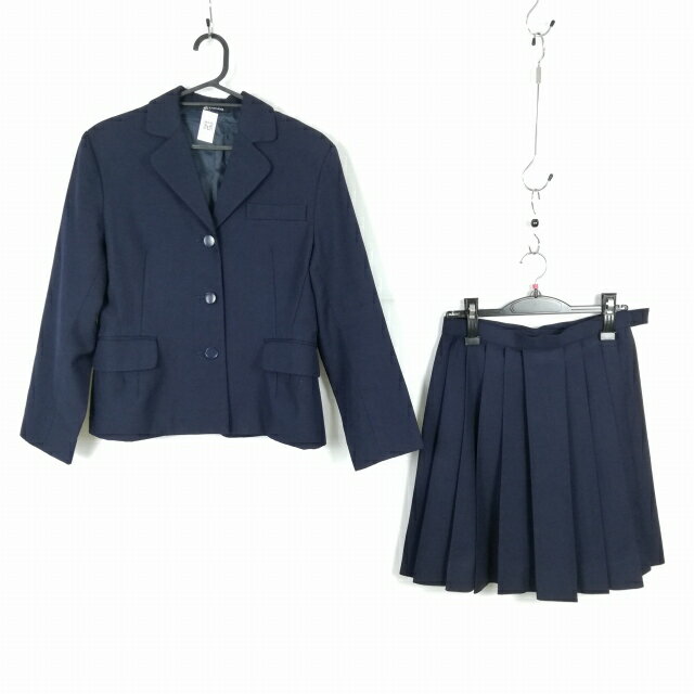 ブレザー スカート 上下2点セット 冬物 女子 学生服 中学 高校 紺 制服 中古 ランクC EY6635