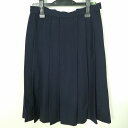 スクールスカート 冬物 w66-丈67 紺 中学 高校 プリーツ 学生服 制服 女子 中古 HK4913