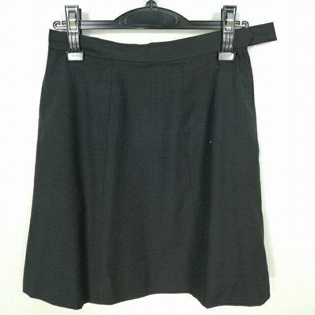 スクールスカート 夏物 w66-丈46 黒 中学 高校 プリーツ 学生服 制服 女子 中古 HK6702
