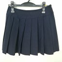 スクールスカート 冬物 w69-丈40 紺 中学 高校 ミニ丈 プリーツ 学生服 制服 女子 中古 HK6725