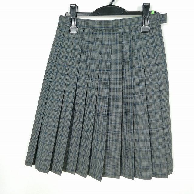 スクールスカート 夏物 w66-丈57 チェック 中学 高校 プリーツ 学生服 制服 女子 中古 HK7262
