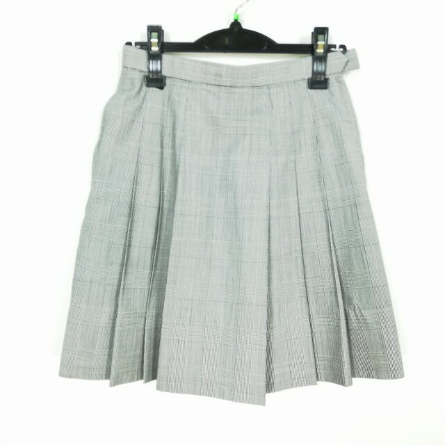 スクールスカート 夏物 w66-丈47 チェック 中学 高校 プリーツ 学生服 制服 女子 中古 HK7268