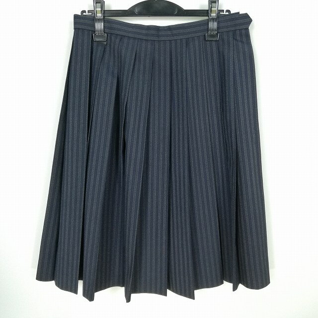 スクールスカート 夏物 w69-丈59 ストライプ 中学 高校 プリーツ 学生服 制服 女子 中古 HK7274