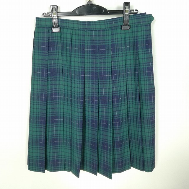 スクールスカート 夏物 w69-丈60 チェック 中学 高校 プリーツ 学生服 制服 女子 中古 HK9330
