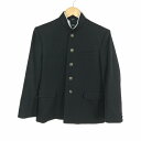 学生服 学ラン 155A 男子 トンボ 上着 丸洗い可 ウール混 標準型学生服 ラウンドカラー カシドス 黒 中古 ランクC a3 JJ6434