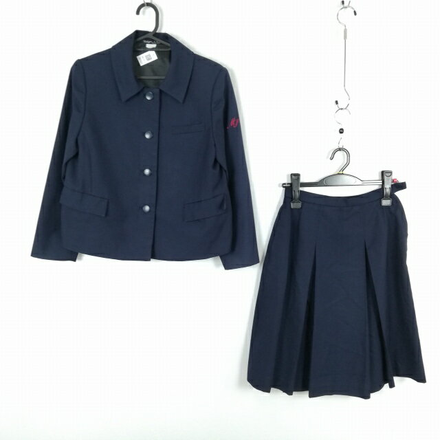 ジャケット スカート 上下2点セット 冬物 女子 学生服 宮崎商業高校 紺 制服 中古 ランクC NA1437