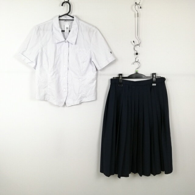 ブラウス スカート 上下2点セット 夏物 女子 学生服 宮崎日章学園高校 白 制服 中古 ランクC NA1458