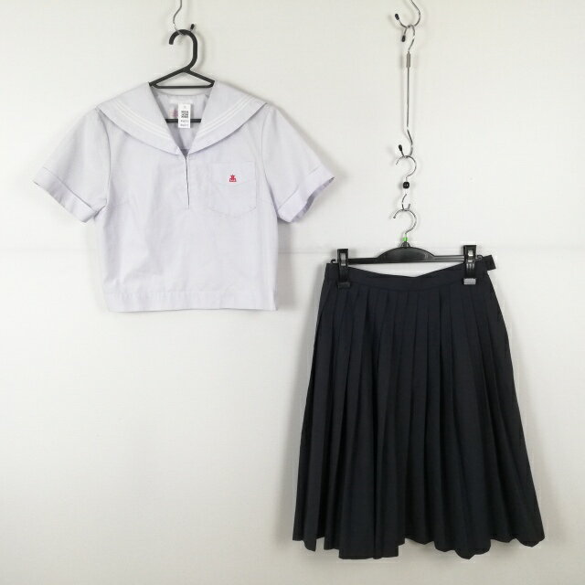 セーラー服 スカート 上下2点セット 夏物 白3本線 女子 学生服 兵庫姫路東高校 白 制服 中古 ランクC NA6015