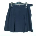 スクールスカート 夏物 w63-丈41 紺 中学 高校 ミニ丈 プリーツ 学生服 制服 女子 中古 HK3779