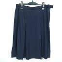 スクールスカート 大きいサイズ 冬物 w78-丈64 紺 中学 高校 プリーツ 学生服 制服 女子 中古 HK5128