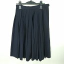 スクールスカート 夏物 w66-丈66 紺 中学 高校 プリーツ 学生服 制服 女子 中古 HK6739
