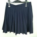 スクールスカート 夏物 w66-丈46 紺 中学 高校 プリーツ 学生服 制服 女子 中古 HK6740