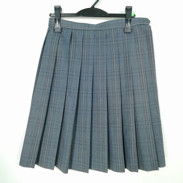スクールスカート 冬物 w66-丈55 チェック 山口岩国総合高校 プリーツ 学生服 制服 女子 中古 HK6932