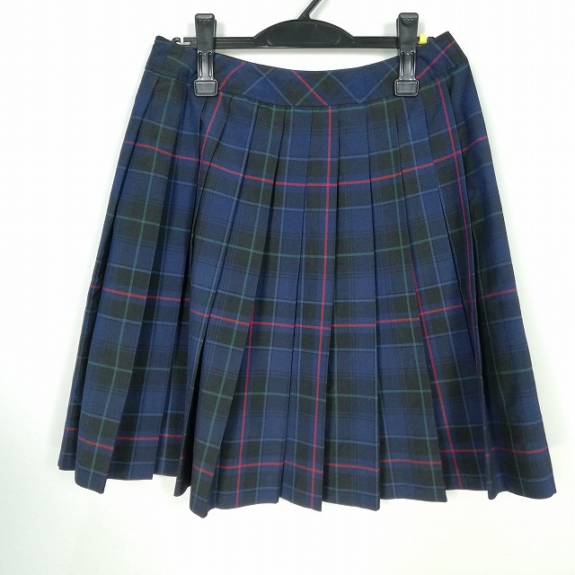 スクールスカート 夏物 w69-丈54 チェック 中学 高校 プリーツ 学生服 制服 女子 中古 HK7281