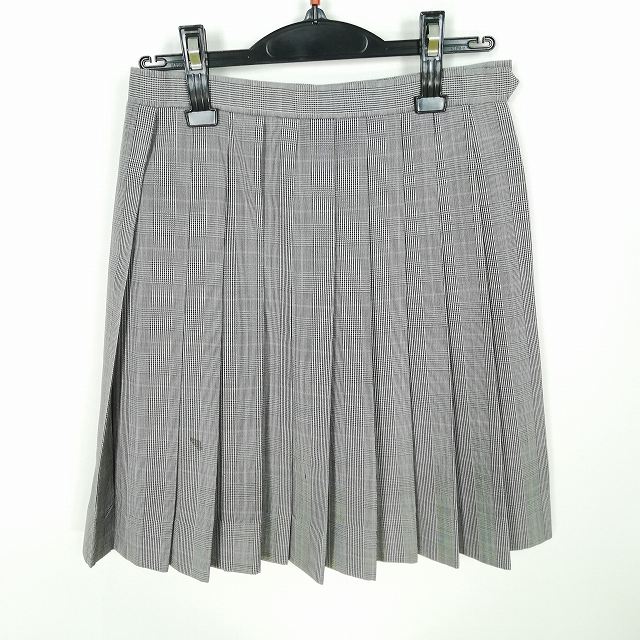 スクールスカート 夏物 w60-丈51 チェック 中学 高校 プリーツ 学生服 制服 女子 中古 HK9341