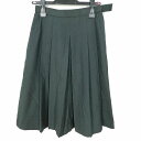 スクールスカート 冬物 w63-丈60 緑 中学 高校 プリーツ 学生服 制服 女子 中古 IN4132 1