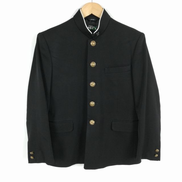 学生服 学ラン 155A 男子 トンボ 上着 ウール混 標準型学生服 ラウンドカラー カシドス 黒 中古 ランクC a3 JJ5861