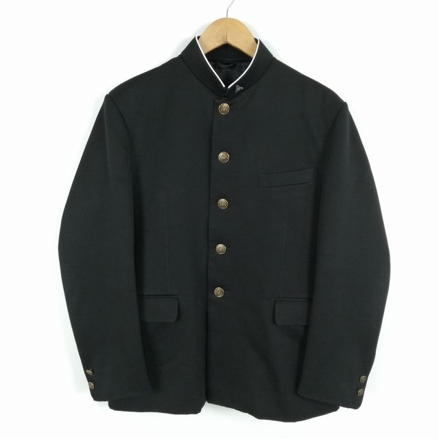 学生服 学ラン 170A 男子 上着 標準型学生服 ラウンドカラー カシドス 黒 中古 ランクC a3 JJ5862