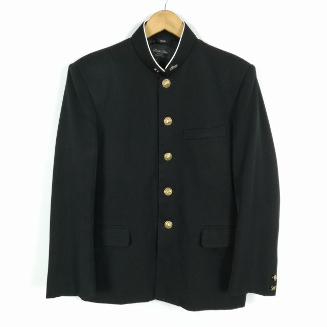 学生服 学ラン 170A 男子 上着 ウール混 ラウンドカラー カシドス 黒 中古 ランクC a3 JJ5863