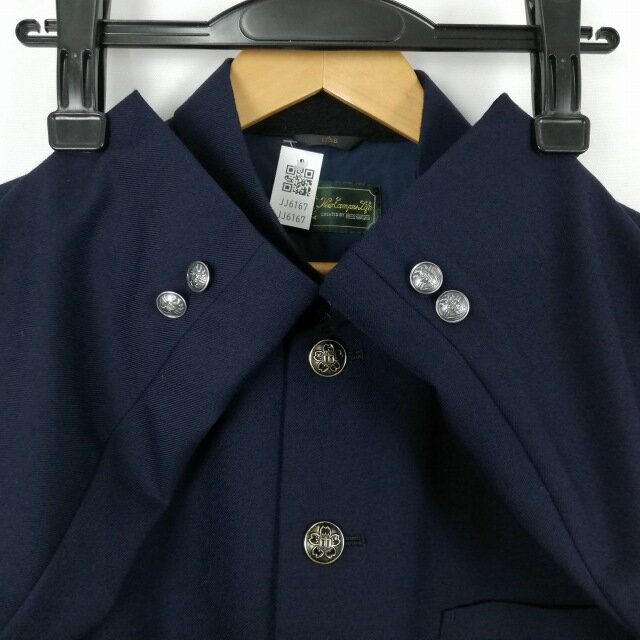 学生服 学ラン 175B 男子 上着 丸洗い可 ウール混 学校指定制服 詰襟 サージ 紺 中古 ランクB a3 JJ6167