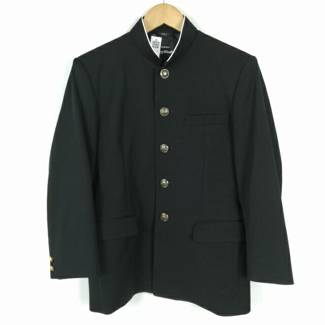 学生服 学ラン 160A 男子 カンコー Dry Wash 上着 標準型学生服 ラウンドカラー カシドス 黒 中古 ランクC a3 JJ6176