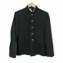 学生服 学ラン 160A 男子 トンボ 上着 丸洗い可 ウール混 標準型学生服 ラウンドカラー カシドス 黒 中古 ランクC a3 JJ6445