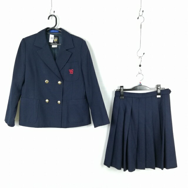 ブレザー スカート 上下2点セット 160 冬物 女子 学生服 中学 高校 紺 制服 中古 ランクC NA1470