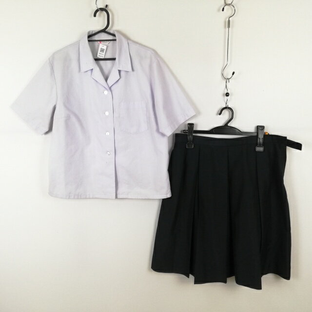 ブラウス スカート 上下2点セット 大きいサイズ 富士ヨット 夏物 女子 学生服 中学 高校 白 制服 中古 ランクC NA6018