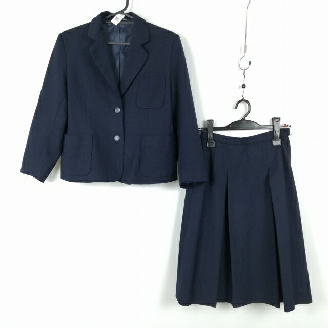 ブレザー スカート 上下2点セット 冬物 女子 学生服 中学 高校 紺 制服 中古 ランクC NA8576