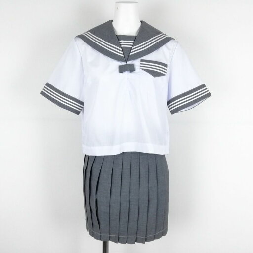 新品 夏 セーラー服 白 杢グレー衿 白3本線 上下セット tam_19194 新品 夏 セーラー服 白 杢グレー衿 白3本線 上下セット tam_19194