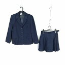 ブレザー ミニスカート 上下2点セット 大きいサイズ 冬物 女子 学生服 中学 高校 紺 制服 中古 ランクC EY0967
