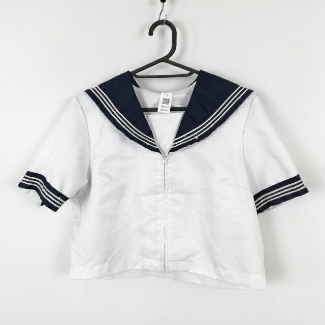 コスプレ セーラー服 上着 2L 大きいサイズ 白3本線 女子 学生服 中学 高校 白 制服 中古 GM1563