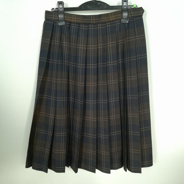 スクールスカート 冬物 w66-丈64 チェック 中学 高校 プリーツ 学生服 制服 女子 中古 HK4829