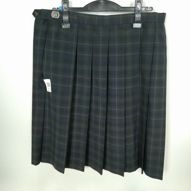 スクールスカート 大きいサイズ 夏物 w78-丈60 チェック 中学 高校 プリーツ 学生服 制服 女子 中古 HK5643