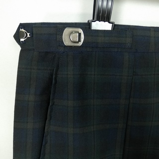 スクールスカート 大きいサイズ 夏物 w78-丈60 チェック 中学 高校 プリーツ 学生服 制服 女子 中古 HK5643