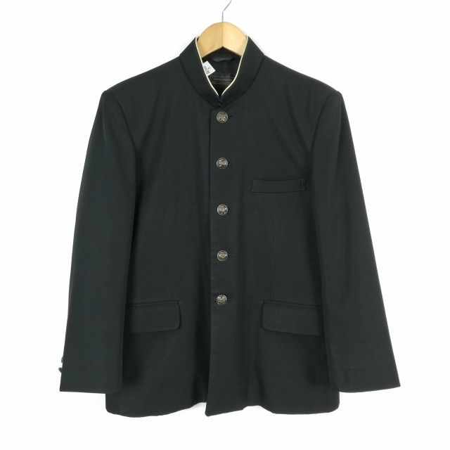 学生服 学ラン 165A 男子 上着 丸洗い可 ウール混 標準型学生服 ラウンドカラー カシドス 黒 中古 ランクC a3 JJ5895