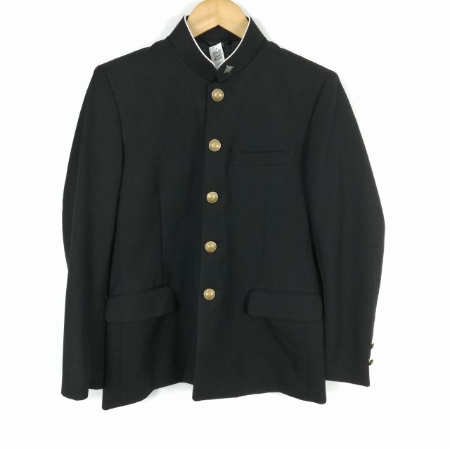 学生服 学ラン 160A 男子 上着 標準型学生服 ラウンドカラー カシドス 黒 中古 ランクC a3 JJ6024