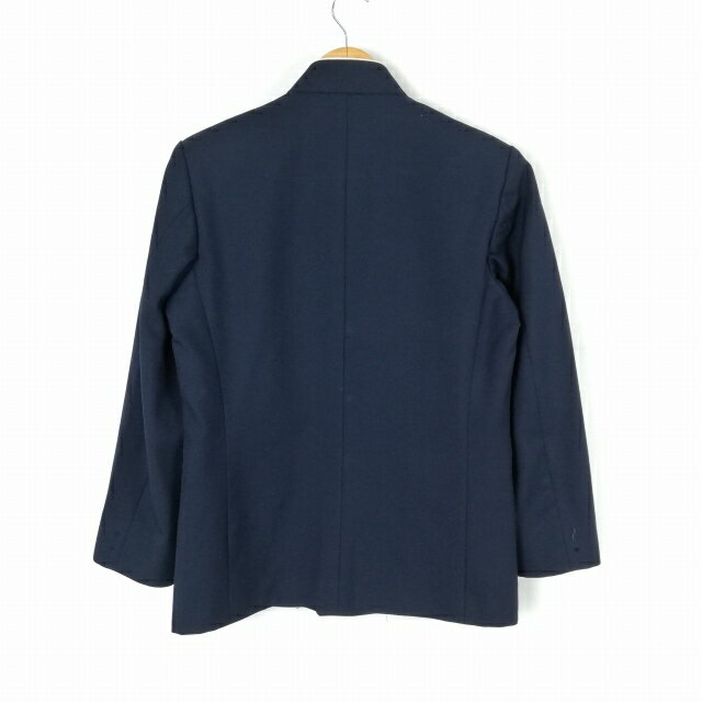 学生服 学ラン 160A 男子 上着 丸洗い可 ウール混 学校指定制服 ラウンドカラー サージ 紺 中古 ランクC a3 JJ6150