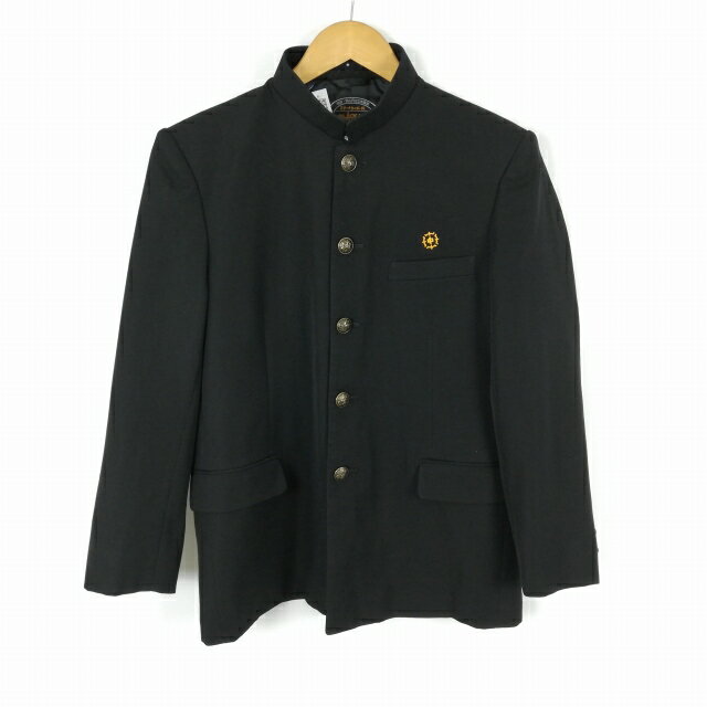 学生服 学ラン 170A 男子 上着 ウール混 学校指定制服 詰襟 カシドス 黒 中古 ランクC a3 JJ6182