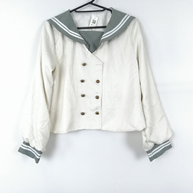 コスプレ セーラー服 上着 L 大きいサイズ 白2本線 女子 学生服 中学 高校 オフ白 制服 中古 GM1312